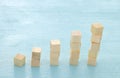 wooden blocks stacking as chart or ladder. concept for growth and success. Royalty Free Stock Photo