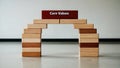 Wooden blocks structure gate with text word phrase \