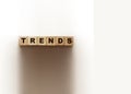 Wooden Blocks with the text trends. Trend word made with building blocks. Business concept Royalty Free Stock Photo