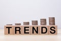 Wooden Blocks with the text trends. Royalty Free Stock Photo