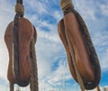 Wooden blocks on an traditional sailing ship Royalty Free Stock Photo