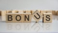 Wooden blocks with the word Bonds. Equivalent loan. Unsecured and secured bonds Royalty Free Stock Photo