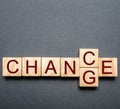 Wooden blocks with the word change to chance. Personal development. concept of motivation, goal achievement, potential. incentive Royalty Free Stock Photo