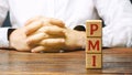 Wooden blocks with the word PMI - Purchasing ManagersÃ¢â¬â¢ Index. Economic indicators derived from monthly surveys of private