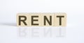 Wooden blocks with the word RENT. Preconception