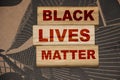 Black lives matter words on wooden blocks. Stop rasism concept Royalty Free Stock Photo