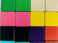 Wooden blog square grid.Sticks to painted colorful to array different levels to create dimensions for decorated on the wall in tha