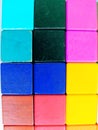 Wooden blog square grid.Sticks to painted colorful to array different levels to create dimensions for decorated on the wall in tha