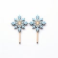 Wooden Blue Snowflake Hairpins: Dansaekhwa Style Religious Symbolism