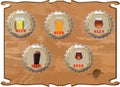 Wooden board with beer caps wooden board with beer caps Royalty Free Stock Photo