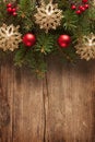 Wooden board with Christmas border Royalty Free Stock Photo