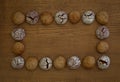 Wooden board and cookies frame, copy space