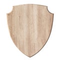 Wooden board with defense protection shield shape made of natural bright wood