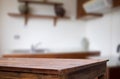 Wooden board empty table in front of blurred background. Perspective brown wood over blur in coffee shop - can be used for Royalty Free Stock Photo