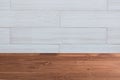 Wooden board empty table in front of a blurred background. Perspective brown wood with blurry grunge or old wall backdrop - can be Royalty Free Stock Photo