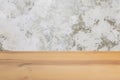 Wooden board empty table in front of a blurred background. Perspective brown wood with blurry grunge or old wall backdrop - can be Royalty Free Stock Photo