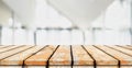 Wooden board empty table in front of blurred background. Perspective brown wood over blur in coffee shop Royalty Free Stock Photo