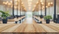 Wooden board empty table in front of blurred background. Perspective brown wood over blur in coffee shop - can be used for display Royalty Free Stock Photo