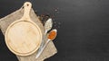 Wooden board with powder condiments Photo