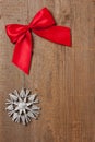 Wooden board with ribbon and star Royalty Free Stock Photo