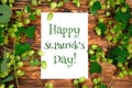 Wooden Board. Sheet With Inscription Happy St. Patrick`s Day. Background For Festivals Of Beer.