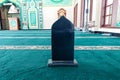 A wooden board to divide people praying in the mosque Royalty Free Stock Photo