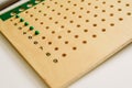 Wooden board to learn to count numbers and do mathematical operations Royalty Free Stock Photo