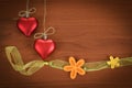 Wooden board for valentine message with flowers