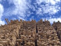 Wooden boards, lumber, industrial wood, timber. Pine wood timber stack of natural rough wooden boards on building site Royalty Free Stock Photo