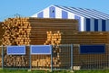 Wooden boards stacked at the timber yard