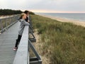 Wooden boardwalk along Baltic seaside in Darlowko Poland Royalty Free Stock Photo