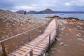 Wooden boardwalk on Bartolome island, Galapagos National Park, E Royalty Free Stock Photo