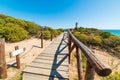 Wooden boardwalk in Costa Rei Royalty Free Stock Photo