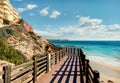 Wooden boardwalk in Dehesa de Campoamor. Spain Royalty Free Stock Photo