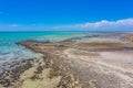 Wooden boardwalk at Hamelin pool used for view at stromatolites, Australia Royalty Free Stock Photo