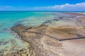 Wooden boardwalk at Hamelin pool used for view at stromatolites, Australia Royalty Free Stock Photo