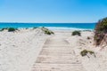 Wooden boardwalk in Maria Pia beach Royalty Free Stock Photo