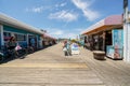 Wooden boardwalk and pier on Virginia Beach NC