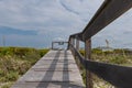 Wooden Boardwalk with Private Property sign, No Trespassing Royalty Free Stock Photo