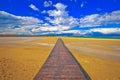 Wooden boardwalk and sand beach of Nin Royalty Free Stock Photo