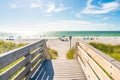 Wooden Boardwalk to Indian rocks beach in Florida, USA