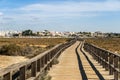 Wooden boardwalks by the coast of Alvor, Portugal