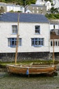 Wooden Boat Aground And Old House, Polperro