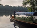 Wooden boat in the Amazon jungle