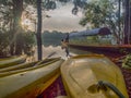 Wooden boat in the Amazon jungle