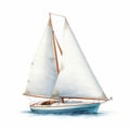 Realistic Brushwork: Detailed Illustration Of A White Sailboat On Isolated Background