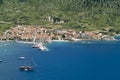 The wooden boat in the bay of Komiza,Vis island