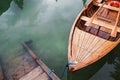 Wooden boat on the beautiful mountain lake, Royalty Free Stock Photo