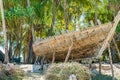 Wooden boat construction site on beach of Nungwi, Zanzibar, Tanzania Royalty Free Stock Photo