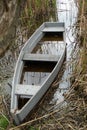 wooden boat in daggers in the water flooded